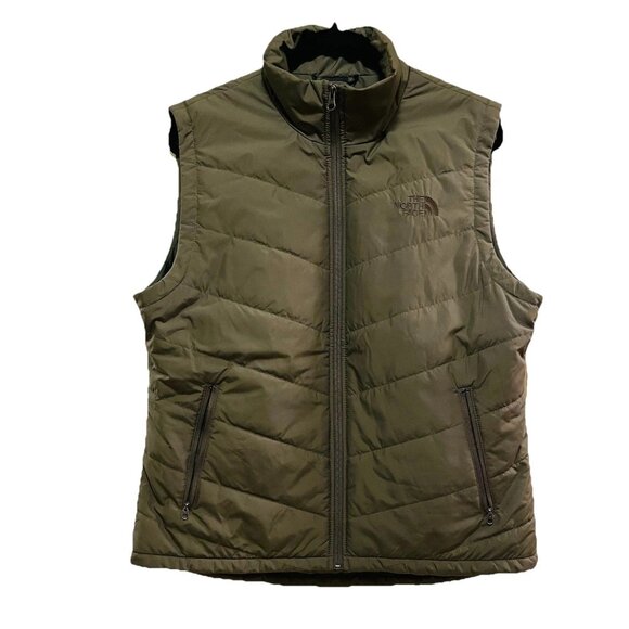 THE NORTH FACE Olive Green Quilted Puffer Vest Sz L - Picture 1 of 6
